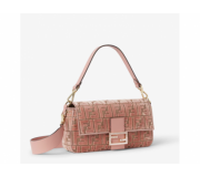 Fendi Baguette jacquard velvet pink classic shoulder bag