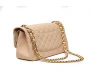 Chanel Classic Double-Flap Beige Leather Chain Shoulder Bag