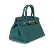 Hermes Birkin 30 green leather luxury handbag authentic