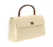 Chanel Kelly Flap Bag Vintage Beige Linen Canvas
