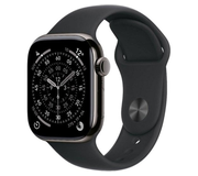Apple Watch Series 11 · 42 mm · GPS + Cellular · Titane ardoise · Sport Band noir · M/L