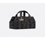 Dior Toujours Tweed Black Handbag with Cannage Pattern
