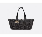 Dior Toujours Tweed Black Handbag with Cannage Pattern
