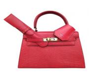 Hermes Mini Kelly Sellier Lagarto Bag Rouge Vif Leather