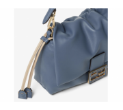 Fendi Mamma Baguette Medium napa azul designer handbag