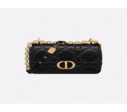 Dior Soft Caro Leather Macrocannage Black Shoulder Bag