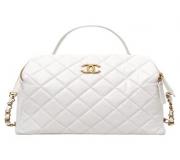 Chanel White Aged Calfskin Quilted Double-Sided Shoulder Bag