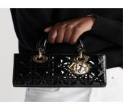 Dior Lady D-Joy Piel Cannage negra Leather Handbag