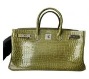Hermes Birkin 35 Verde cocodrilo with Palladium Hardware