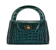 Chanel Verde Cocodrilo Vintage Flap Bag with CC Closure