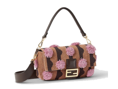 Fendi Baguette Embroidered Handbag with Iconic Dots Design