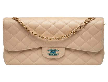 Chanel Classic Double-Flap Beige Leather Chain Shoulder Bag