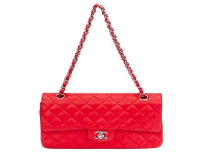 Chanel red double-lapel lambskin jacket with silver hardware