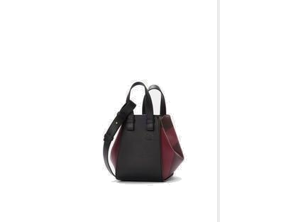 Loewe Hammock Compact Black Burgundy Leather Shoulder Bag