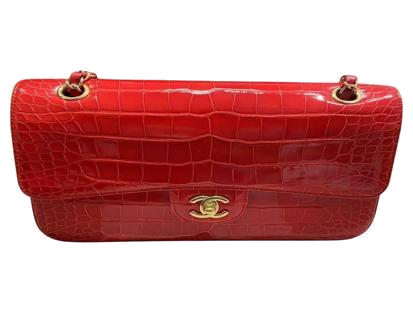 Chanel aligator brillante classic handbag in red shade