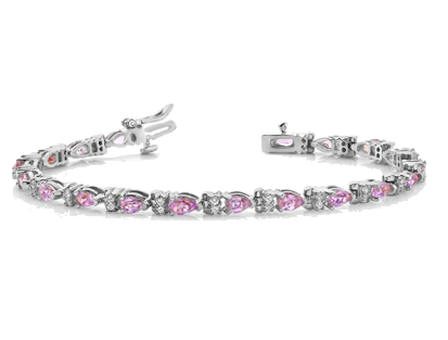 Diamond, Pink Sapphire and White Gold Bracelet