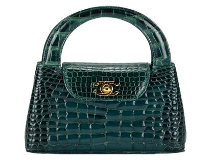 Chanel Verde Cocodrilo Vintage Flap Bag with CC Closure
